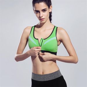 Yoga outfit Sexig kvinnlig främre dragkedja Push Up Sports Bras Vest Underwear stötsäker andningsbar gym fitness Athletic Running BH Sport Tops