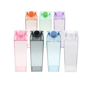 500ml Milk Box Plastic Milk Carton Acrylic Water Bottle Clear Transparent Square Juice Bottles for Outdoor Sports Travel BPA Free New A0619