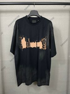 Tamanho real Mens Plus Tees Polos verão masculino designer t shirt 2023 lama destruído tie dye manga curta camisetas de algodão cinza preto branco XS-L