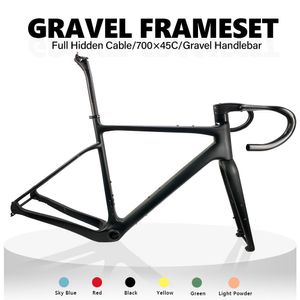 Car Truck Racks Carbon Gravel Frame 700C45C BB386 Flat Mount Disc Brake Bike Frameset 133° Flare Handlebar Cyclocross Bike 230617