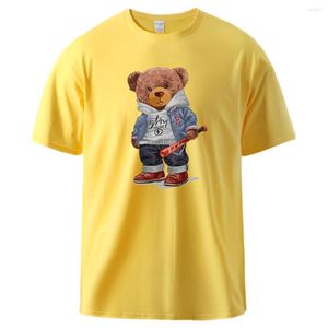 Men's T Shirts Street Baseball Teddy Bear Boy Print Tee Men Crew Neck Loose Tshirts Cotton Comfortable Clothing Basic Original T-Shirts