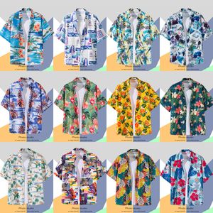 Мужские повседневные рубашки Ins Vintage Hawaiian рубашка Mens Summer Ploral Print Пляж с коротким рукавом повседневной рубашки Luau Tops Tops Tops Tops 230619