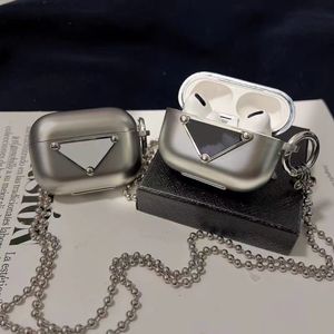 Luxury Designer Couple Earphones cases AirPods Pro 1 2 3 Wireless headphones Electroplated matte silver triangle iPhone 11 12 13 Pro max cases