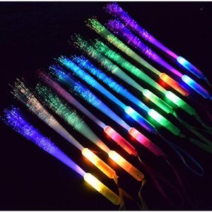 Novelty Games LED Light Up Fiber Optic Wands Glow Sticks Flashing Concerts Rave Colorful Concert with Strap Shows Toys 230619