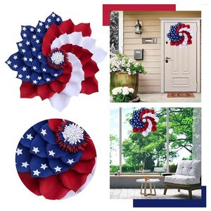 Fiori decorativi Segno di cane di benvenuto per porta d'ingresso Porta patriottica Giorno 4 americano Decorazioni Ghirlande Cuore Grapevine Corona grande