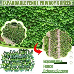 Decorative Flowers Adjustable Retractable Fence Artificial Leaf Trellis Expandable Privacy Vines Climbing Frame Gardening Plant#g