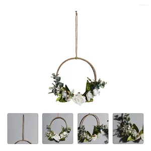 Dekorativa blommor Lily Wreath Artificial Decoration White Wreaths ytterdörr utsökta kransar hängande utomhus vägg tapet trädgård