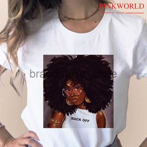 Kvinnors t-shirt sommar nya kvinnor melanin tryck t shirt flicka svart afrikansk lockigt hår flicka tshirt femme harajuku klädkvinna t-shirt drop ship j230619