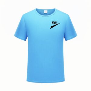 Summer Mens Casual 100% Cotton Blue T-shirts Brand letter Print Tee Shirts Classic Male Daily Sports Running Short Sleeve Cool Tops
