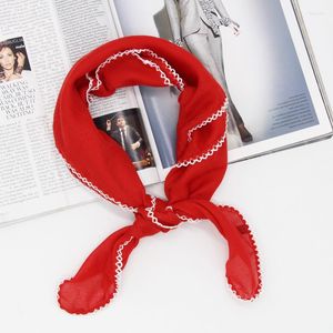 Scarves Korean Stylis Plain Color Scarf Headchief Viscose Solid Square Fashion Women Hijab Foulard Bandana Bag Tie LL190345