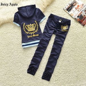 Juicy Apple Tracksuit Women Summer Loose Sportswear Two Sports Suit 2 Piece Set Outfits Pants Casual Short Sleeve