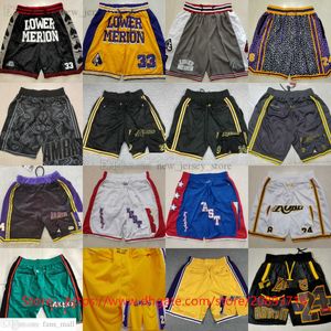 Just Don Retro XS-3XL Basketball Shorts Classic Los 24angeles 8 Black Mamba z kieszenią West All-Stars Lower Merion College oddychanie na plażę krótkie biodręowe spodnie dresowe