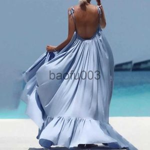 Casual Dresses Sexy Backless Summer Dress Female O Neck Sleeveless High Waist Loose Pleated Dresses For Women Fashion New y2k dress J230619