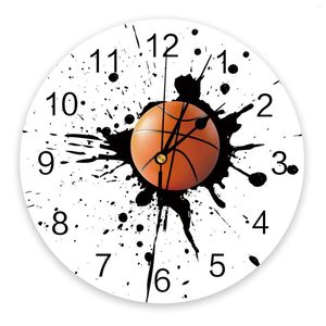 Wall Clocks Ink Splash Basketball Sport 3D Clock Modern Design Living Room Decoration Kitchen Art Watch Home Decor