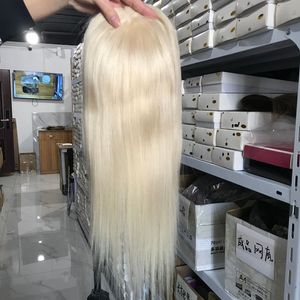 Stock Platinum Human Hair Toppers 6*7 inch Chinese Remy Human Hair Pieces Blonde 130% Density Womens Toupees Lace Base For Hair Lossing Thinning