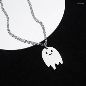 Colares com Pingente Engraçado Colar Fantasma Para Homens Mulheres Na Moda Cor Prata Desenhos Animados Colar Cadeia Estudantes Streetwear Jóias Presente De Halloween