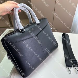 Black Leather Briefcase Designer Laptop Shoulder Bag Men Computer Bag Classic Letter Mens Handbag Simple Versatile Style