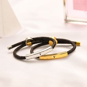 Designer Armband Bangle Charm Luxury Women Letter Smycken Rostfritt stål 18K Pläterad Gold Faux Leather Armband Manschett Fashion Accessories ZG1288