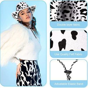 Berets Western Styles Cowgirl Hat Set For Adult Adjustable Cow Print Cowboy Bandana Fits Most Women Men Theme Party