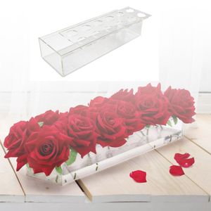 Vases Rectangular Clear Acrylic Flower Vase with Light for Dining Table Centerpiece Wedding Decor Home Improvement Flower Arrangement 230617