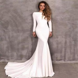 2020 Vintage Berta Mermaid Gelinlik SATIN SATIN SATIN Uzun Kollu Sırtsız Gelinlikler Vestidos De Novia Gelinlik Özel 180o