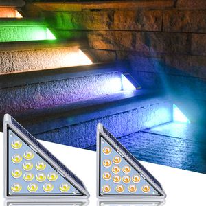 Decorazioni da giardino LED Outdoor Solar Light Step Lamp Lens Design Super Bright IP67 impermeabile Antifurto Scale Decor Lighting per Garden Deck 230617