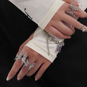 Cluster Rings Trendy Butterfly Open For Women Lover Silver Color Adjustable Friendships Cute Elegant Wedding Jewelry Friends Couple