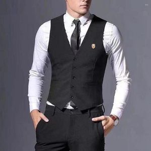 Men's Suits Suit Vest Top Sleeveless Temperament Pure Color Single Breasted With Brooch