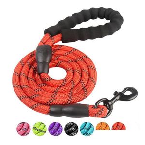 Hundhalsar Leashes Nylon Reflective Outdoor Running Training Stark dragkraft för valp 1.5mätare Pethundar Dålig koppel Drop Dhequ