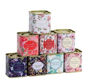 Metal Portable vintage Tea Tins Lids Container Gifts Wrap Boxes for wedding birthday company gift package