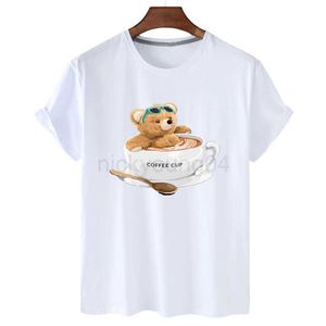 Damen T-Shirt % Baumwolle Racing Bear Print Kurzarm T-Shirt Damen 2022 Sommer Damen Casual T-Shirt Unisex Kurzarm T-Shirt S-4XL J230619
