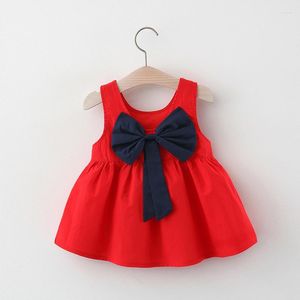 Sukienki dla dziewczynki dziewczyny sukienka urocza maluch Bowknot 2023 Summer Princess Vestidos Bez rękawów