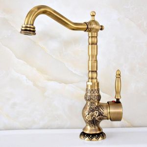 Kitchen Faucets Faucet Single Handle Hole Vanity Sink Mixer Tap Antique Brass Swivel Spout And Cold Water Tsf128