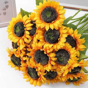 Getrocknete Blumen, 1/3 Stück, künstlicher Sonnenblumen-Blumenstrauß für den Innenbereich, Zuhause, Tisch, DIY-Dekoration, gefälschte Blumen, Garten, Hochzeitsdekoration, Outdoor