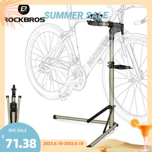 Quadros de bicicleta ROCKBROS Suporte de reparo para bicicleta de estrada MTB Rack de manutenção com bandeja de ferramentas ajustável dobrável armazenamento exibição trabalho 230619