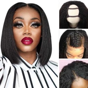 Nxy Hair Wigs u Part Short Bob Synthetic Yaki Straight v for Black Women Daily 8 16 Inch 230619