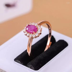 Cluster Rings Trendy 925 Sterling Silver 4 6mm Natural Ruby regolabile per le donne all'ingrosso Gemstone Wedding Ring Fine Jewelryy