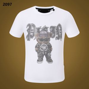 NOVO ESTILO Phillip Plain Men Camisetas Designer PP Crânio Diamante Camiseta Manga Curta Dólar Brown Bear Marca Tee Crânios de Alta Qualidade Camiseta Tops P12097