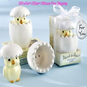 20 Stück / 10 Sets Hochzeitssouvenirs von About to Hatch Keramik-Babyküken-Salz- und Pfefferstreuer als Geschenk für die Babyparty-Party favor283R