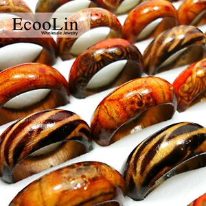 Solitaire Ring 50Pcs Fashion Wooden Finger Rings For Women Men Wood Leopard Mixed Pattern Jewelry Bulks Lots Women Mens Christmas Gift LB001 230617