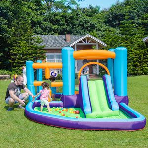 Inflatable Castle With Obstacle Course Feature Slide Bounce House Ball Pit Jumping Bouncer Park Party Indoor Outdoor Sports Play Fun Gifts Toys Backyard Playground