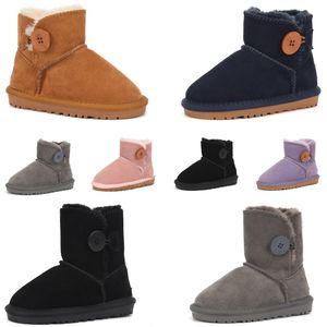 Australia Classic Brand Kids Boots Infant Mini Button Australian Snow Chestnut Wgg Baby Small girl boys Winter Boot Thick Warm Cotton-Padded Suede Buckle 22-35