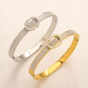Europe America Fashion Style Bracelets Steel Seal Women Bangle Luxury Designer Crystal Jewelry 18K Gold Plated Stainless Steel Wedding Lovers Gift Bangles ZG1440