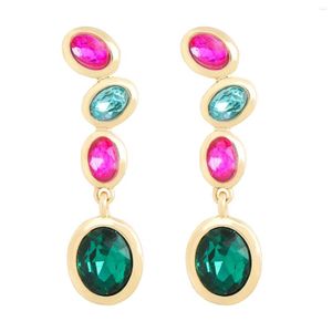 Dangle Earrings LUBOV Fashion Color Grape Shape Multi Oval Crystal Ins Bohemian Wedding Gift Drop Wholesale