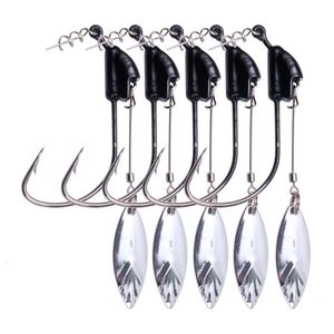 Fishing Hooks 10Pcs Weighted Fishing Hooks with Twist Locks 8.5G Jig Head Hook Spinning Blade Wide Crank Fishhooks Spinner Fishhook 230619