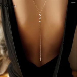 Chains Fashion Front And Back Crystal Chain Necklace For Women Wedding Dress Summer Beach Sexy Body Jewelry