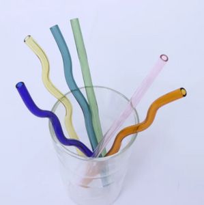 8-200mm Reusable Eco Borosilicate Glass Drinking Straws High temperature resistance Clear Colored Bent Straight Milk Cocktail Straw E0619