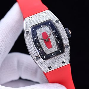 Designer-Uhr für Damen, Diamant-Uhr mit automatischem mechanischem Uhrwerk, Saphirspiegel, 31 mm, Weinfass-Luxusuhr, Kautschukarmband, Luxusuhr für Frau, Geschenk