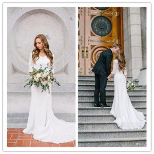Элегантные винтажные скромные свадебные платья с длинными рукавами богемные кружевные шифоновые свадебные платья