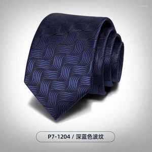 Bow Ties Blue Patterned 7CM Tie For Men's High-end Formal Attire Business Zipper Style No Tying Easy To Pull Casual